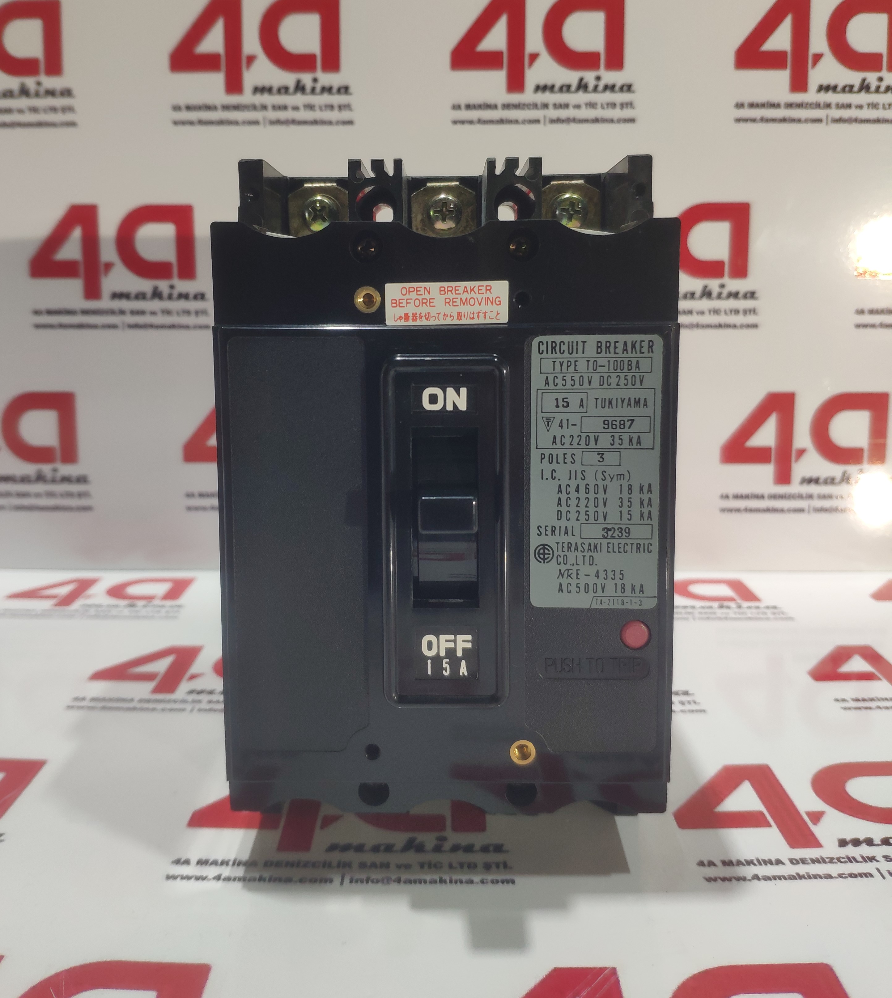 TERASAKI T0-100BA Circuit Breaker 15A