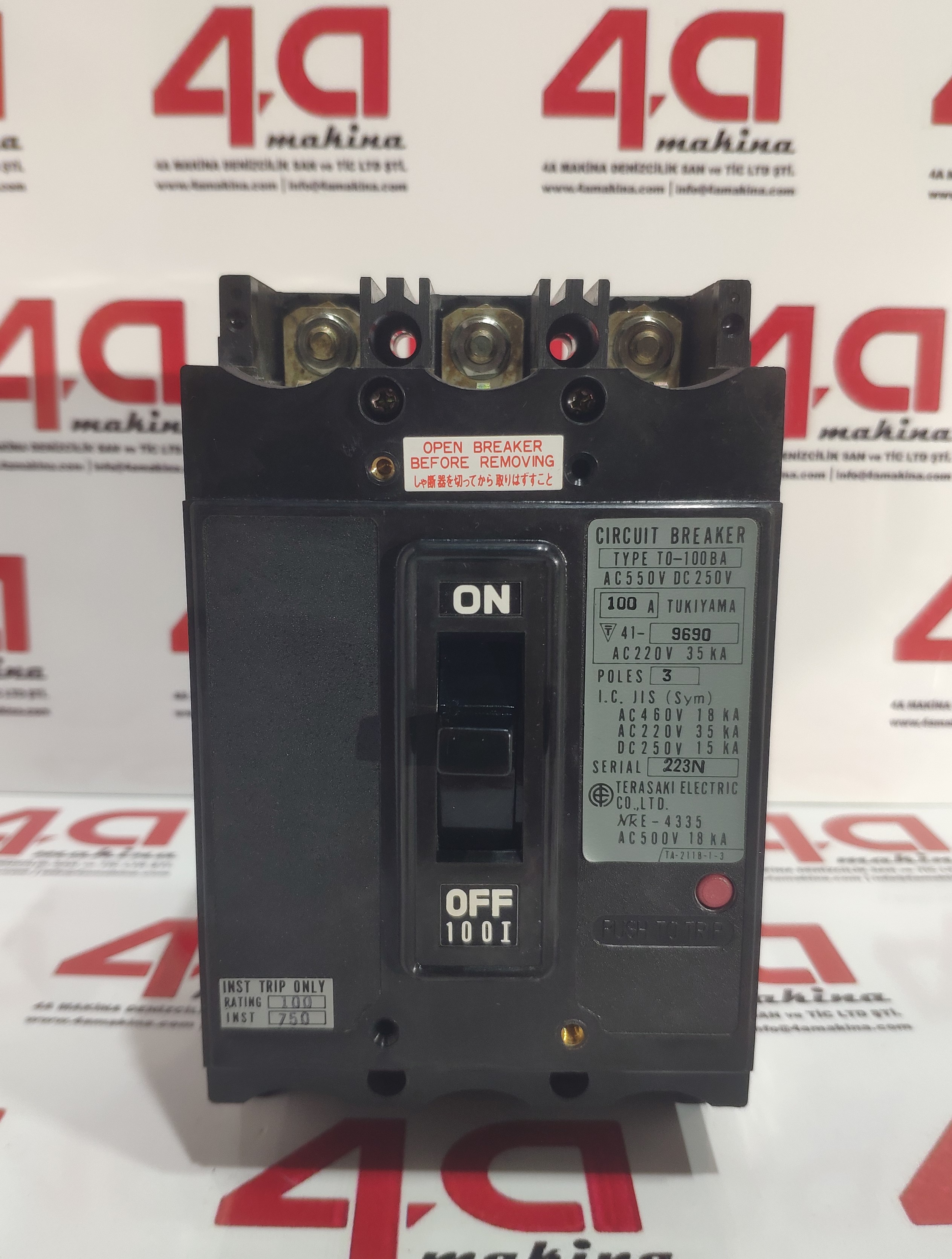 TERASAKI T0-100BA Circuit Breaker 100A